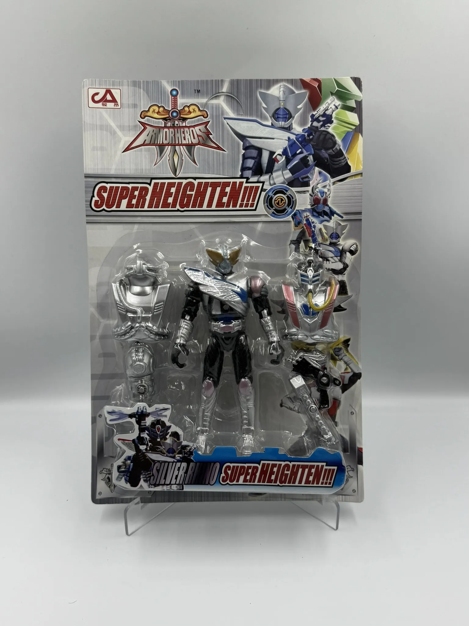 Figura Kamen Rider - Silver Rhino (Bootleg) - Armadura Plateada - Empaque Plateado
