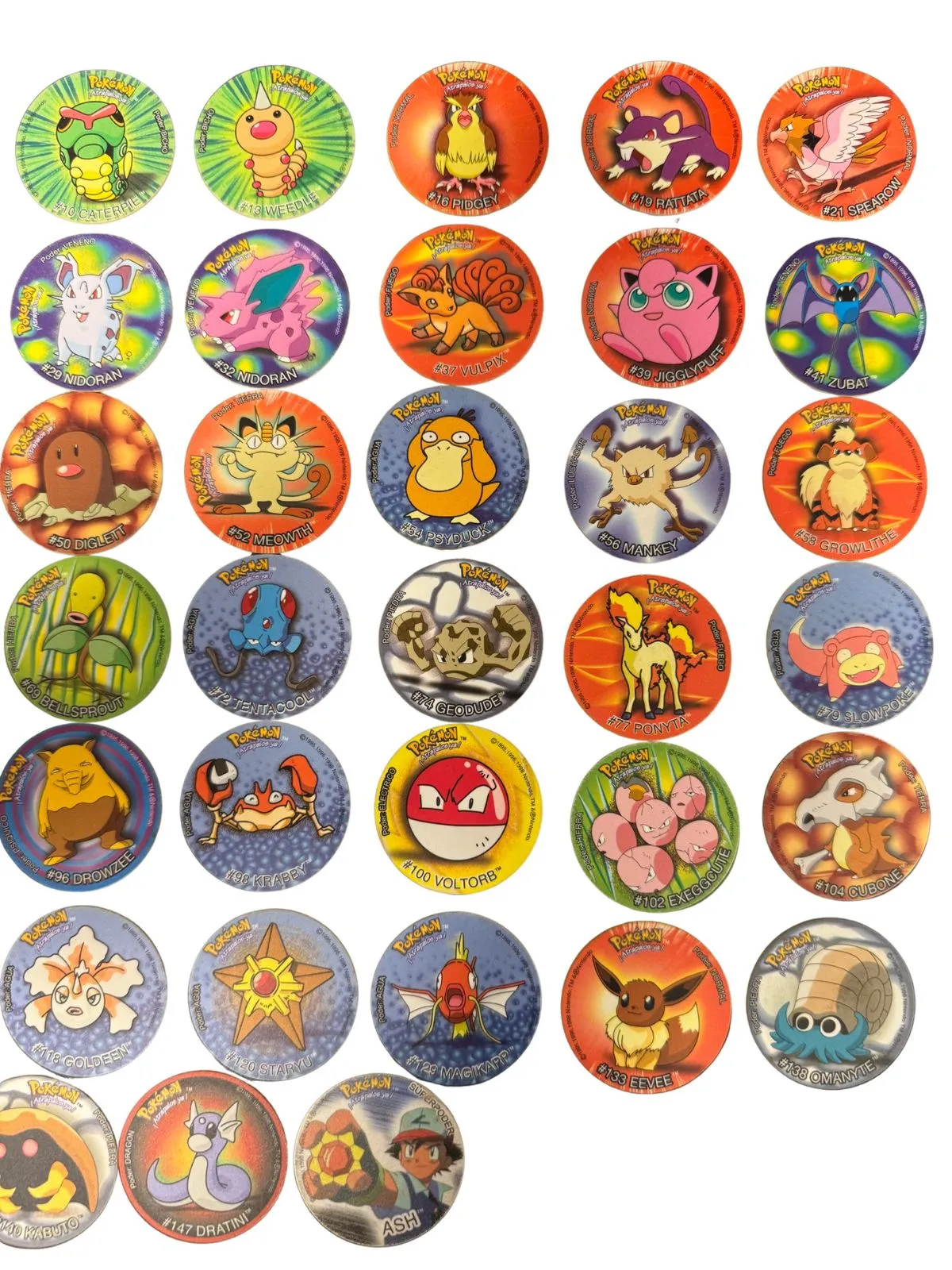 Pokemon 1  - Coleccion Completa de Tazos (Estado Exclusivo) - Evercrisp (2000)