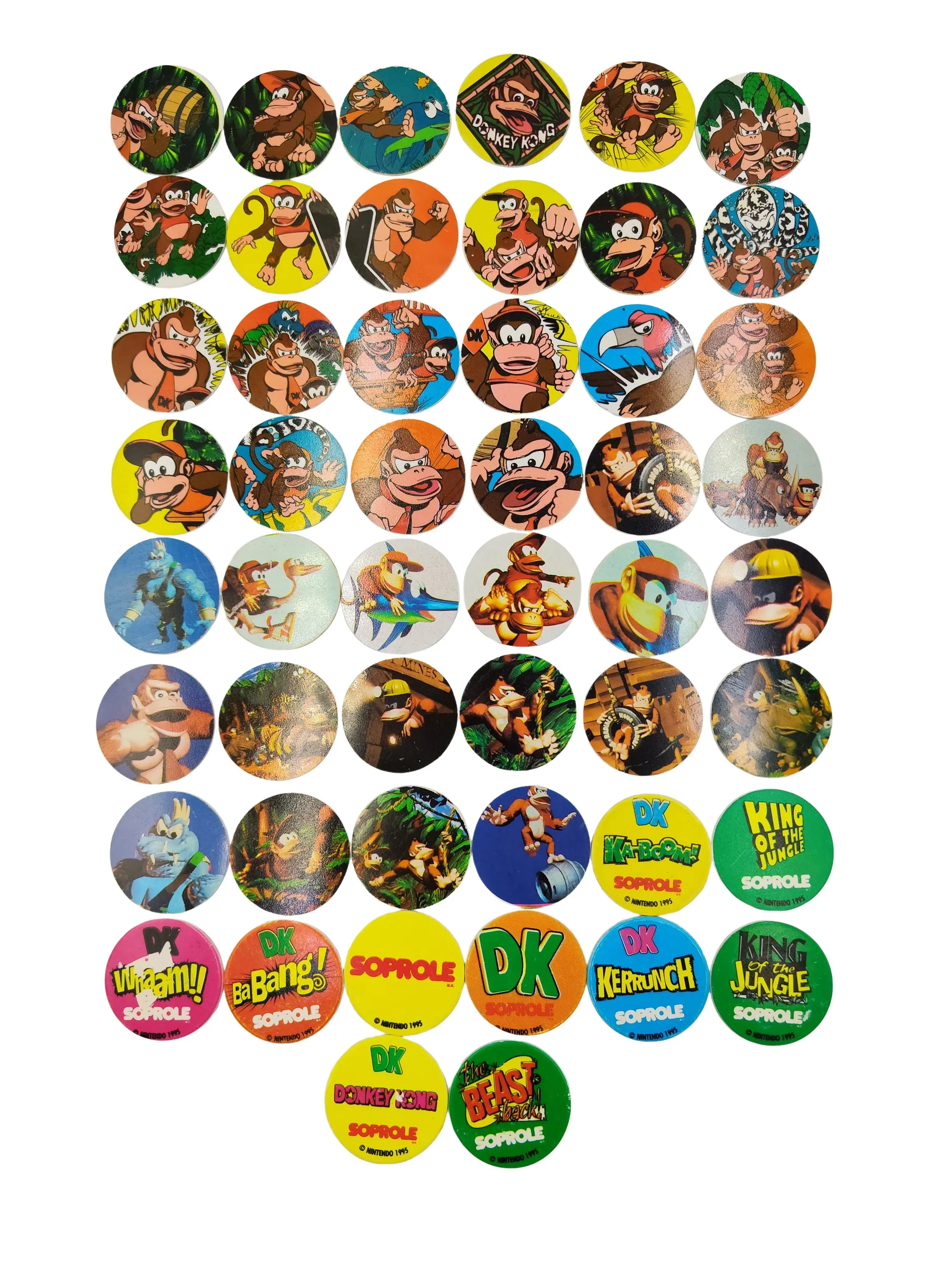 Donkey Kong - Tazos  - Coleccion Completa (Incluyendo 10 Lanzadores) - Soprole (1995)