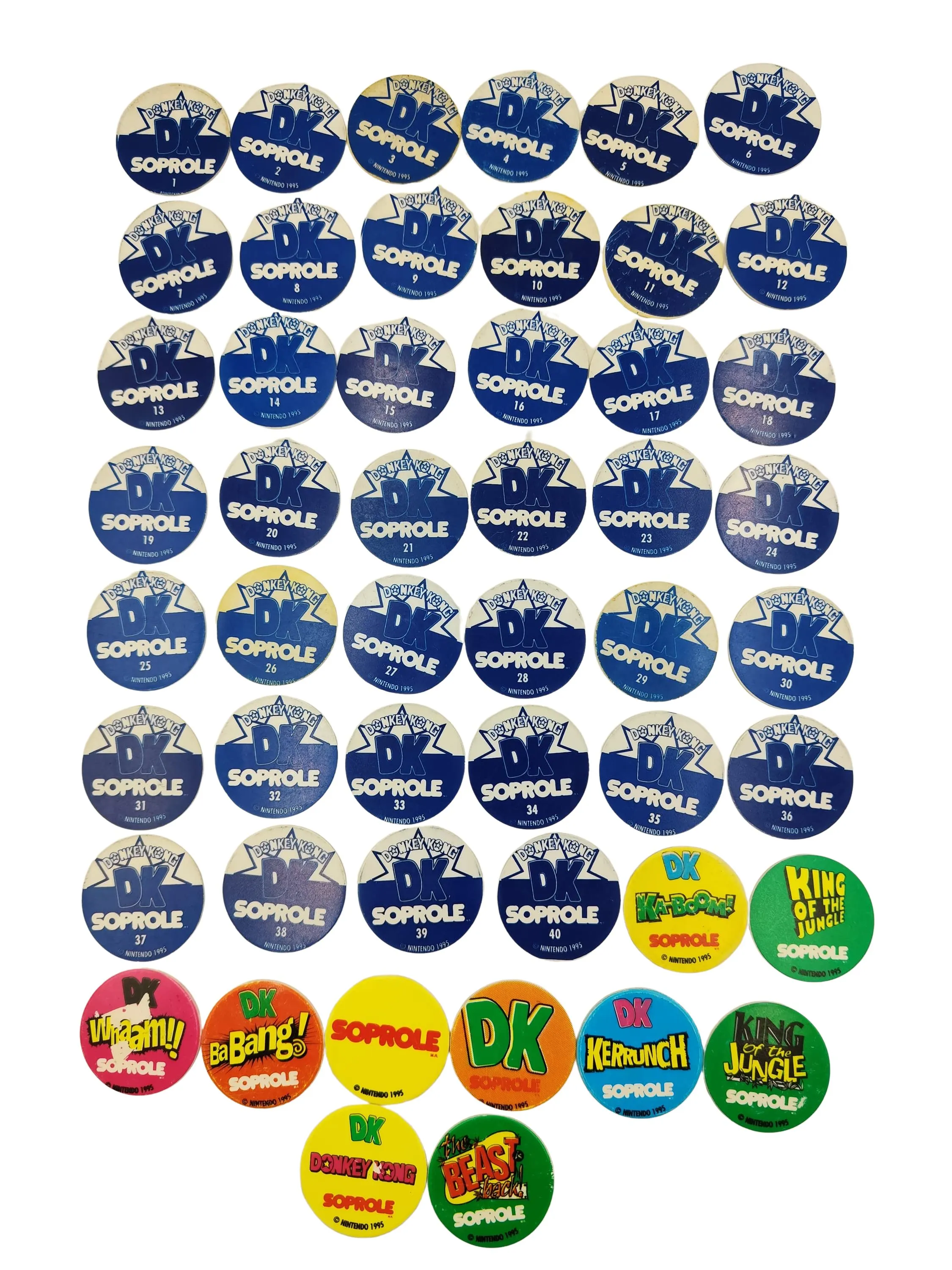 Donkey Kong - Tazos  - Coleccion Completa (Incluyendo 10 Lanzadores) - Soprole (1995)