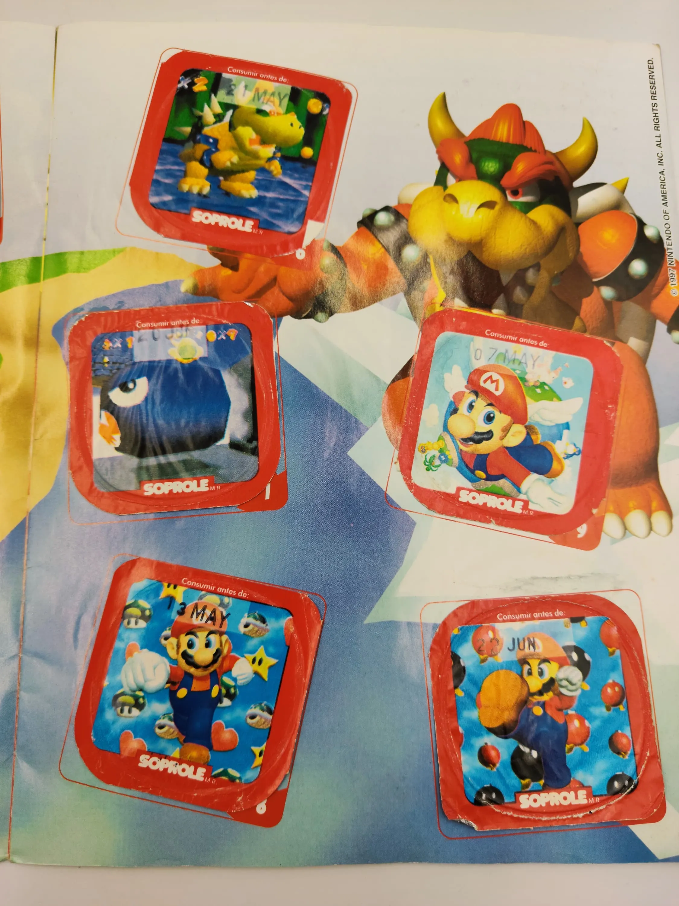 Super Mario 64  - Coleccion Completa (64 Tapas - Incluye Coleccionador) - Soprole (1994)
