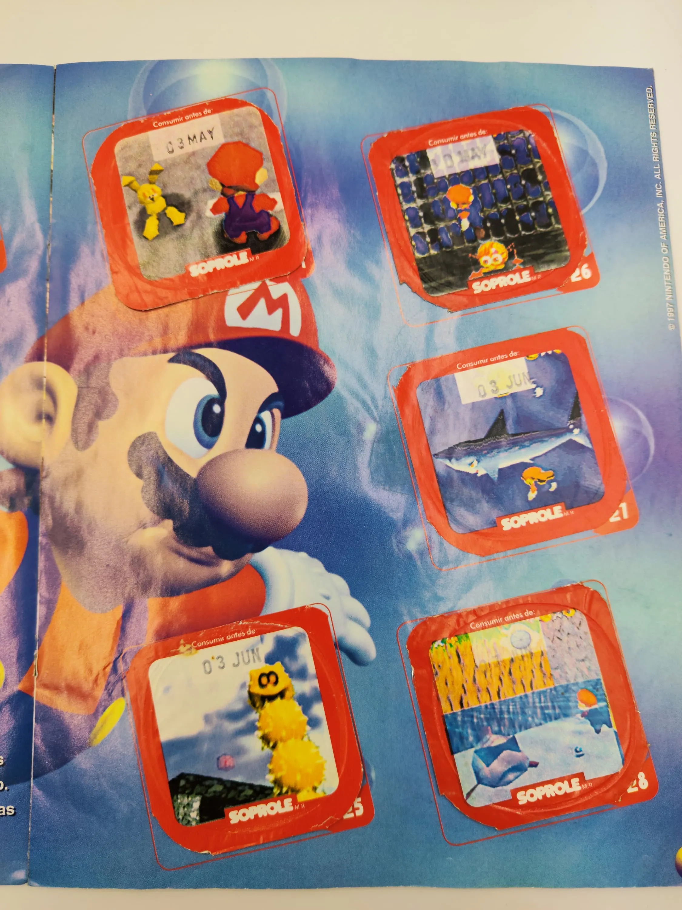 Super Mario 64  - Coleccion Completa (64 Tapas - Incluye Coleccionador) - Soprole (1994)