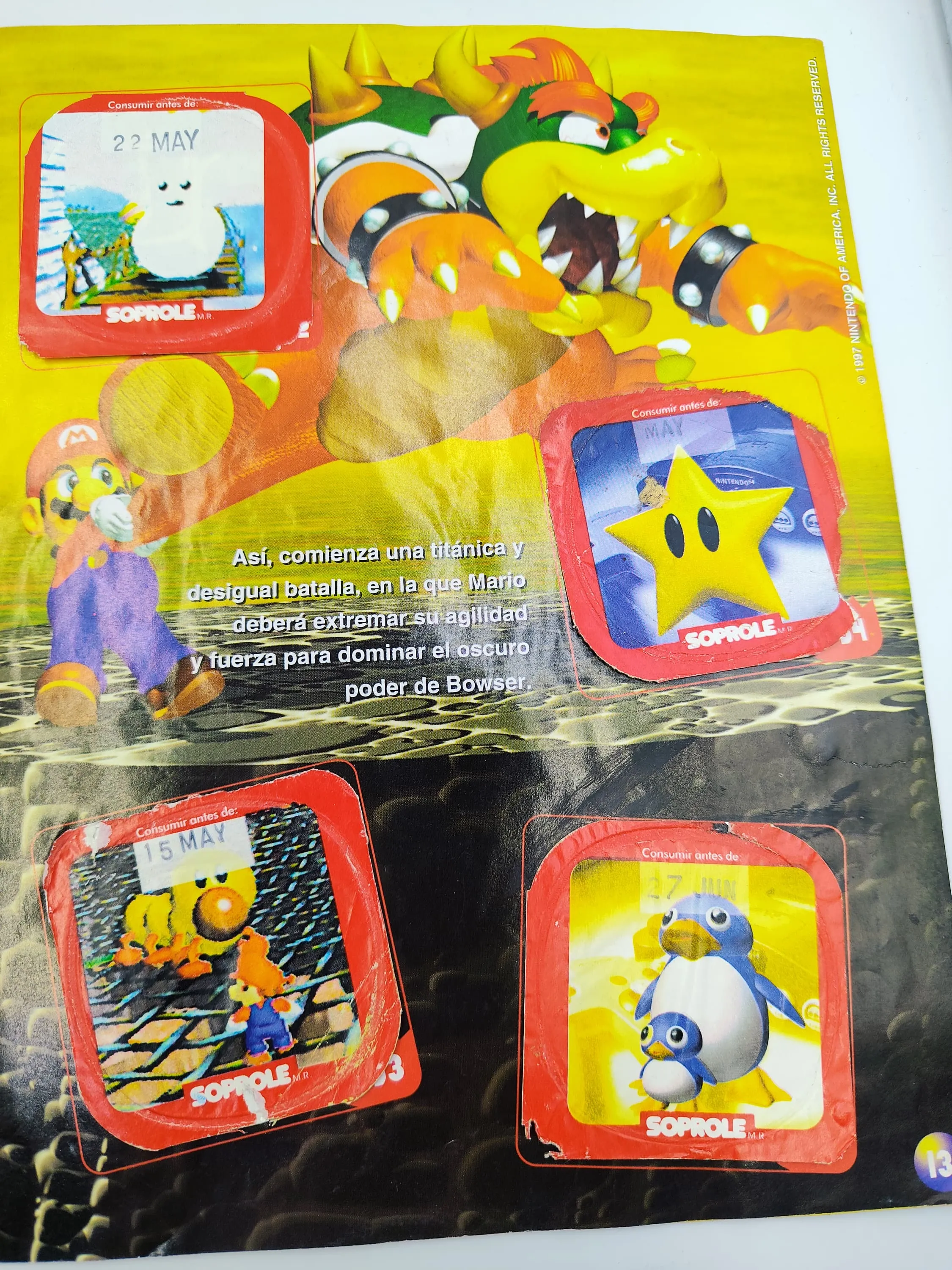 Super Mario 64  - Coleccion Completa (64 Tapas - Incluye Coleccionador) - Soprole (1994)