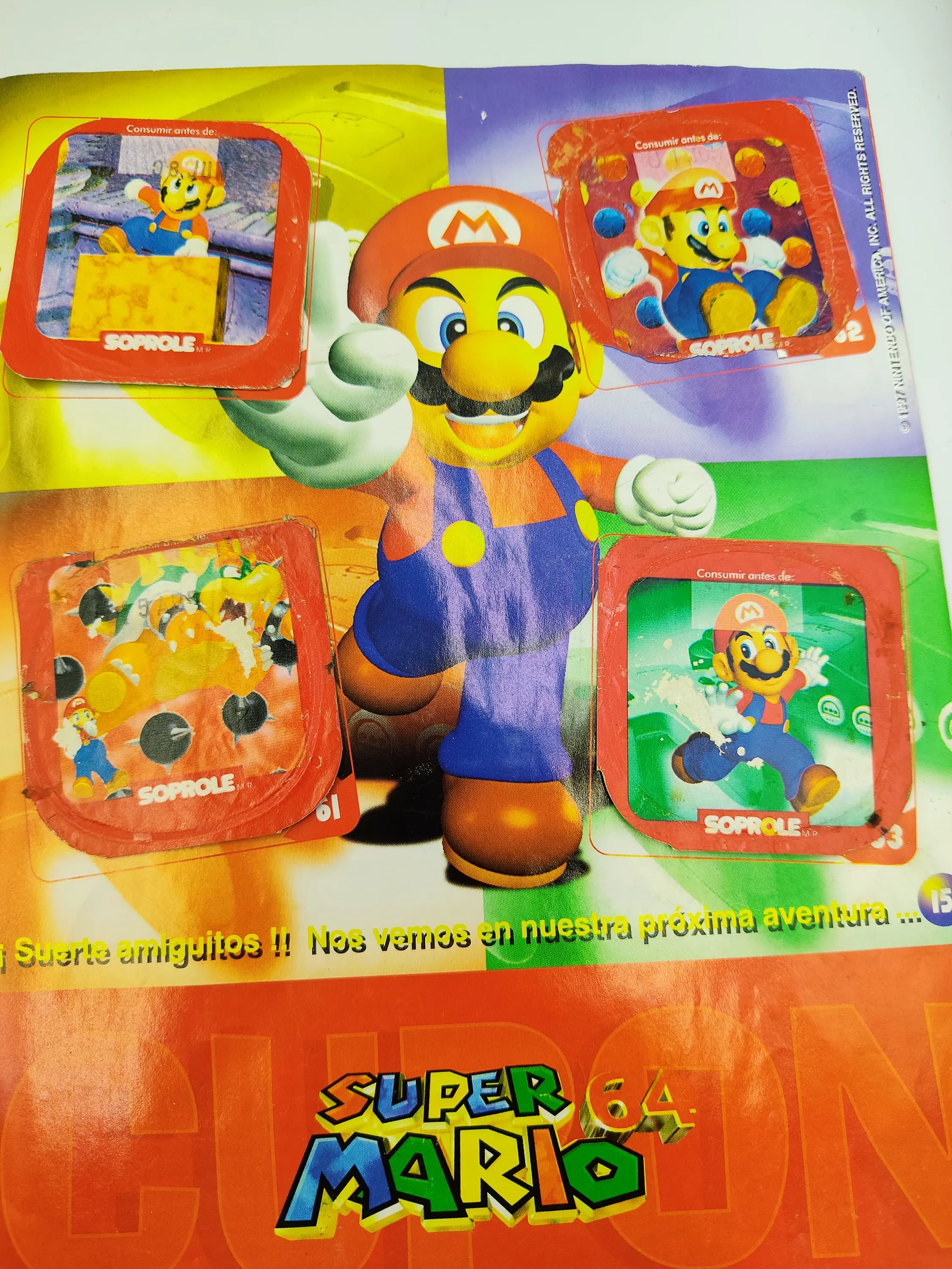 Super Mario 64  - Coleccion Completa (64 Tapas - Incluye Coleccionador) - Soprole (1994)
